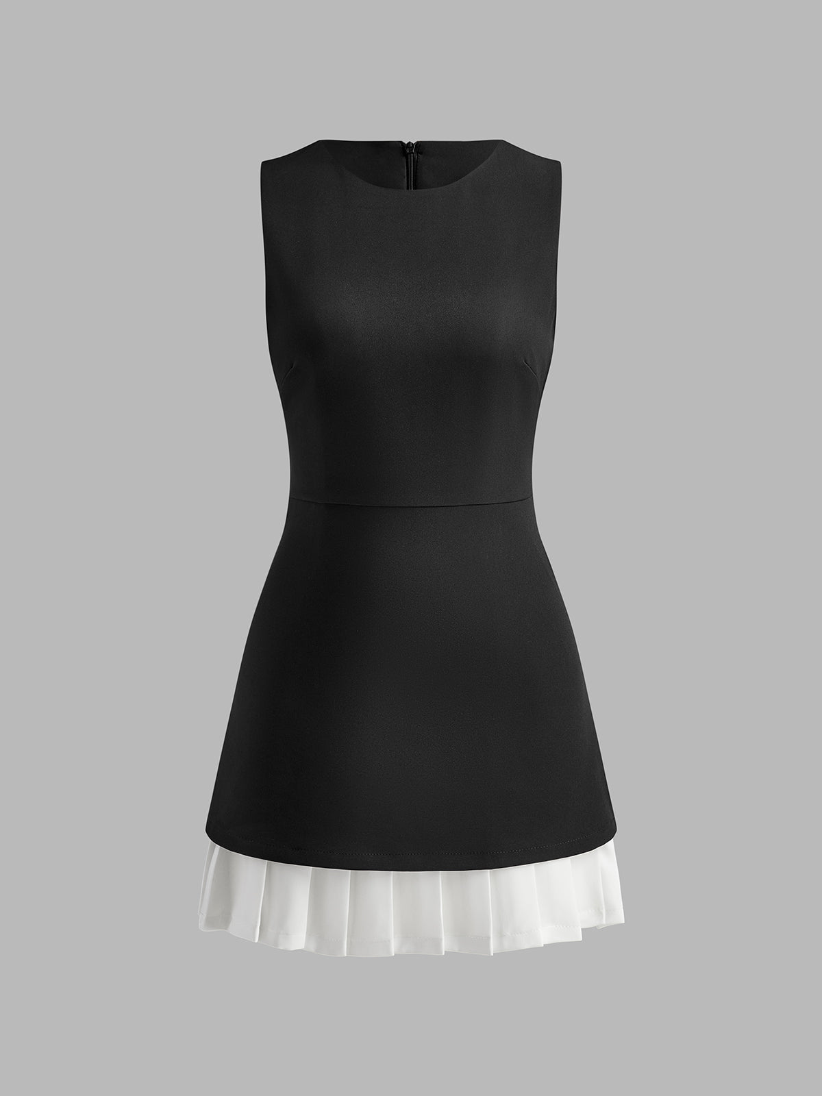 Two-Tone Sleeveless Pleated Short Dress 1