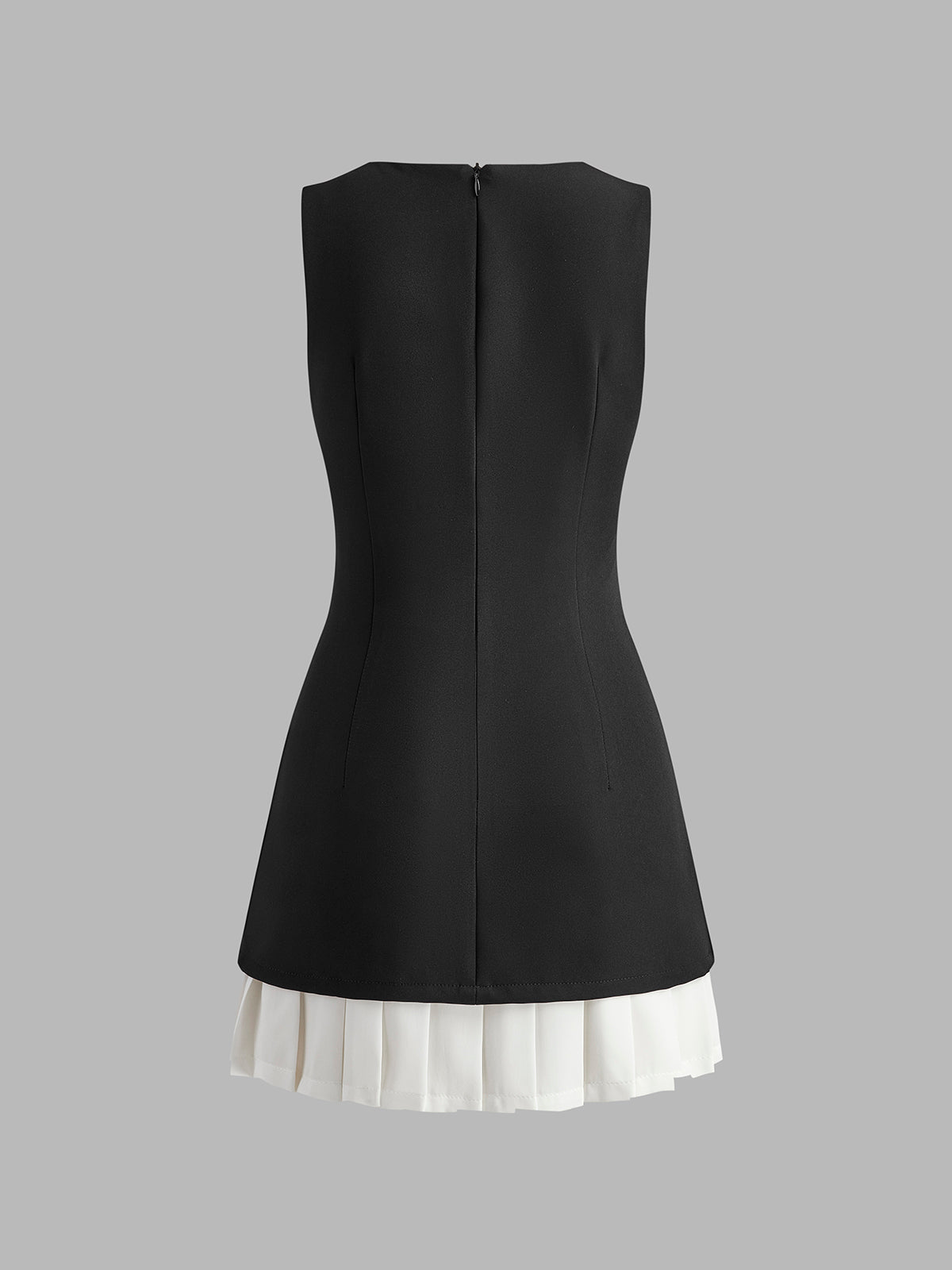 Two-Tone Sleeveless Pleated Short Dress 2